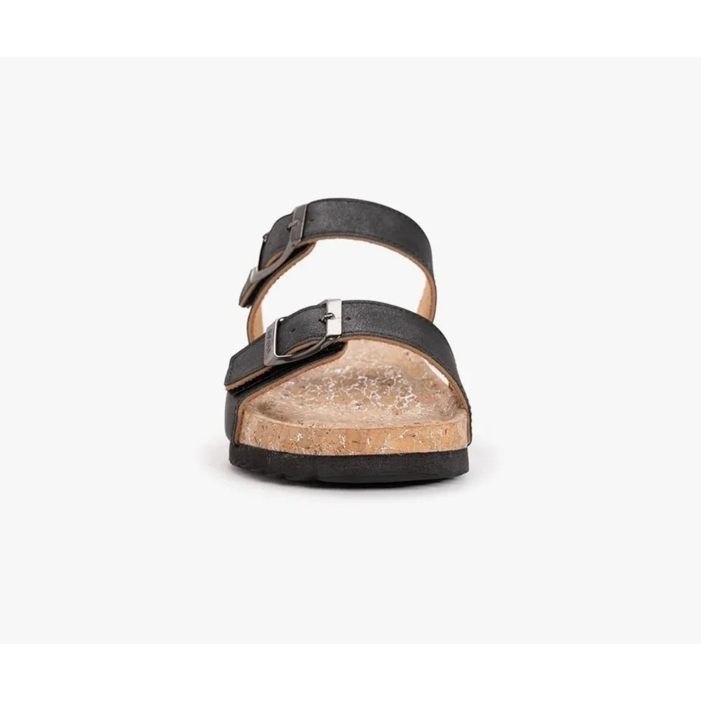 NEW Muk Luks Women's Adjustable Buckle Slide Sandals Black Cork Size 6 - Picture 6 of 11